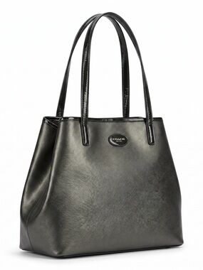 Coach Black Leather Tote with Double Top Handles